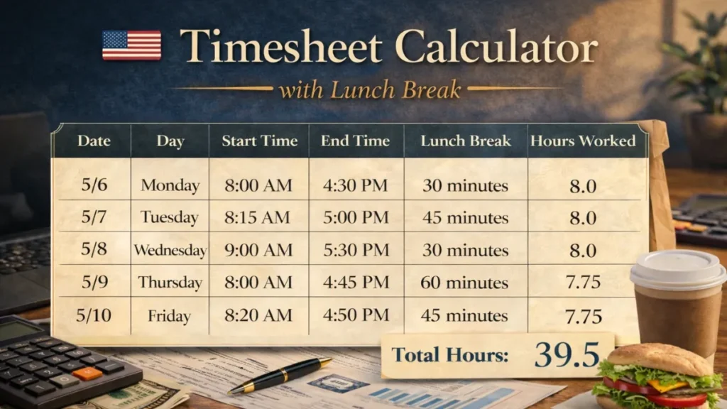 Timesheet Calculator with Lunch Break