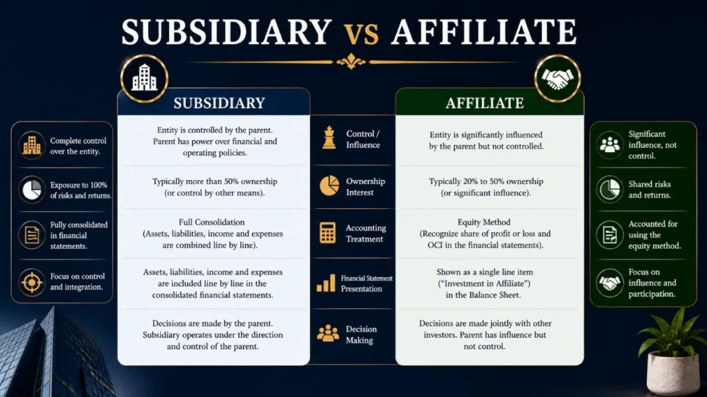 Subsidiary vs Affiliate