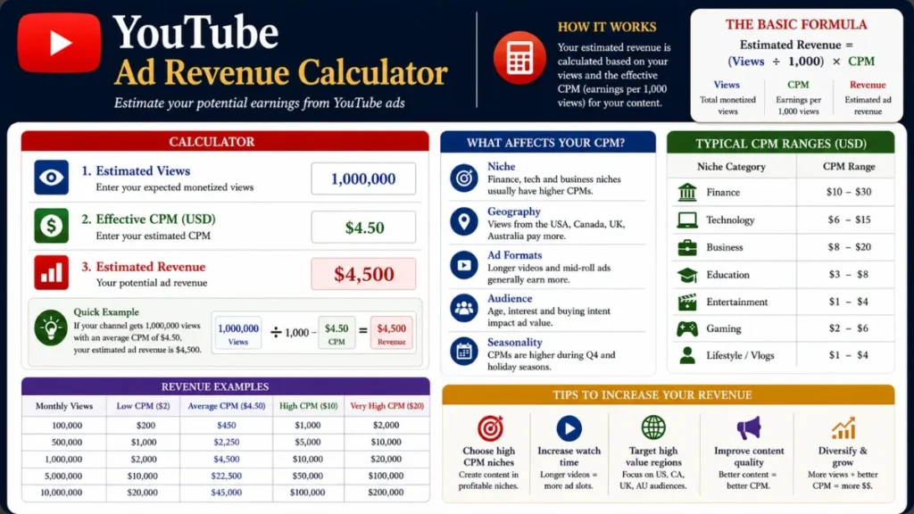 YouTube Ad Revenue Calculator