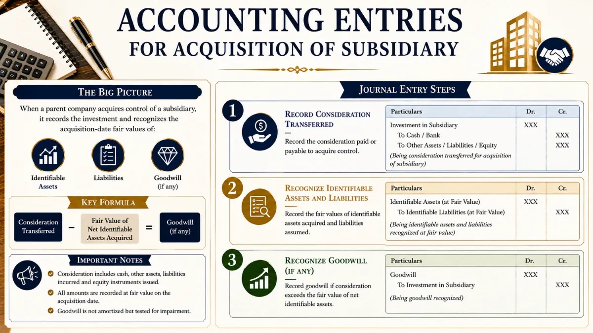 Accounting Entries for Acquisition of Subsidiary